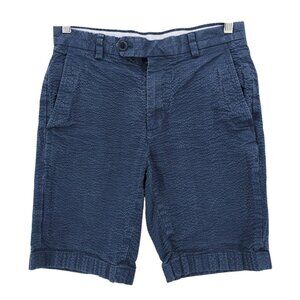 BROOKS BROTHERS Navy Blue Genuine Seersucker Bermuda Shorts 100% Cotton Size 29